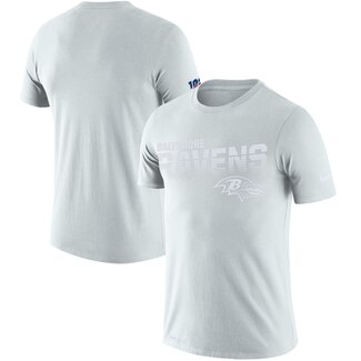 Men's Baltimore Ravens 100th Sideline Legend Performance White T-Shirt
